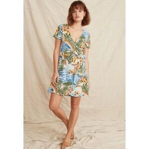 Marine Layer Frances Hawaiian Print Mini Wrap Dress